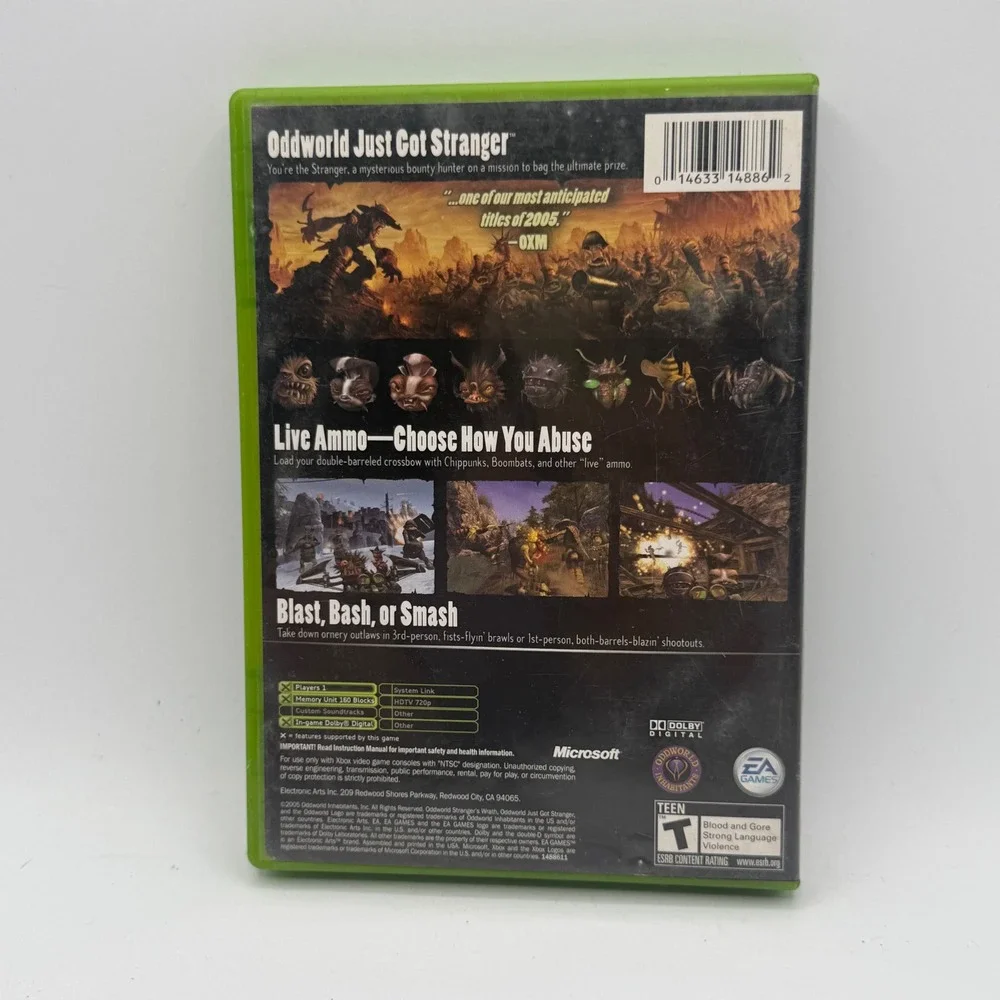 EA Games Oddworld Strangers Wrath Xbox NTSC Green Excellent CIB Action Shooter